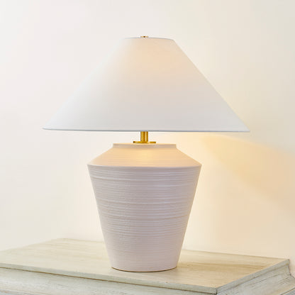 Mitzi by Hudson Valley Lighting Rachie Table Lamp in Aged Brass / Ceramic Whitewash Terracotta, detail view 4
