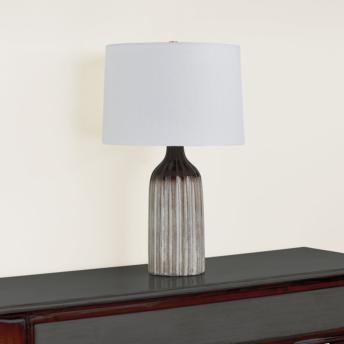 Mitzi by Hudson Valley Lighting Raisa Table Lamp in Aged Brass / Ceramic Affogato, detail view 2