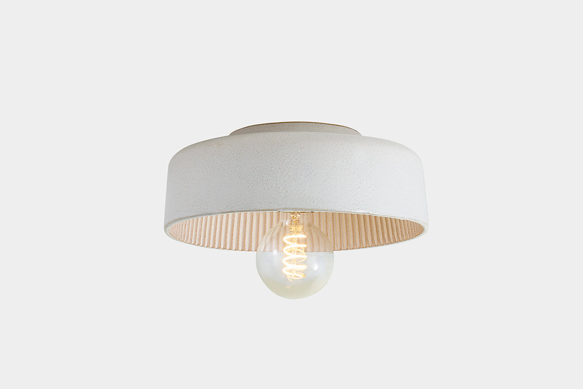 Mitzi by Hudson Valley Lighting Ray Flush Mount in Aged Brass / Ceramic Reactive White, detail view 1