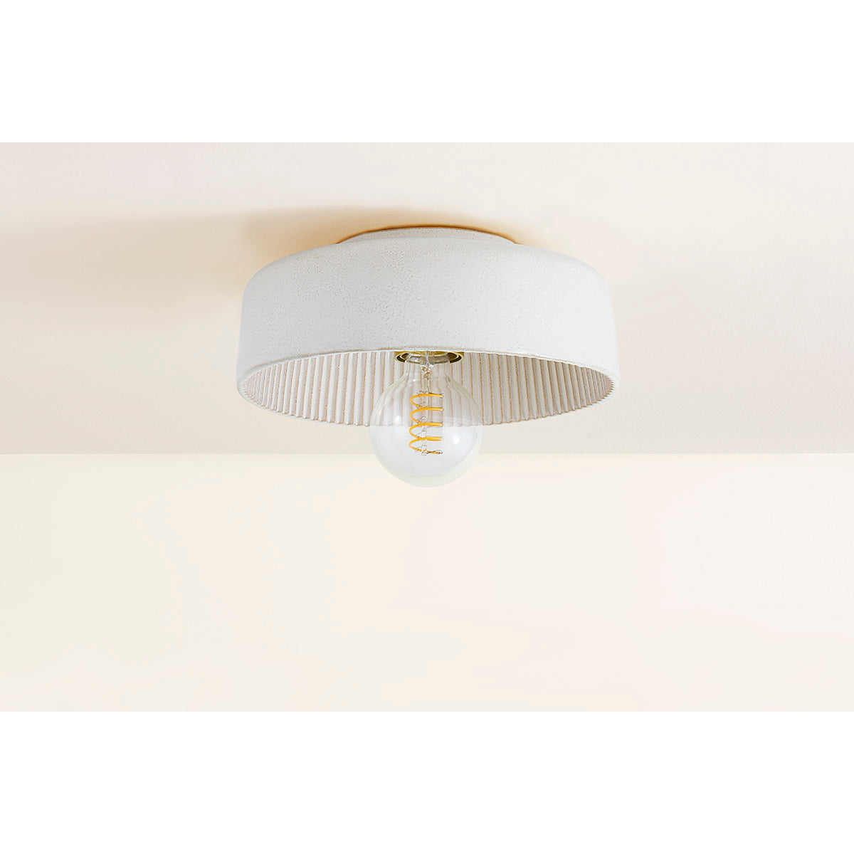 Mitzi by Hudson Valley Lighting Ray Flush Mount in Aged Brass / Ceramic Reactive White, detail view 2