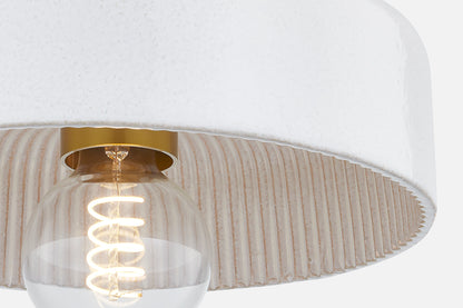 Mitzi by Hudson Valley Lighting Ray Flush Mount in Aged Brass / Ceramic Reactive White, detail view 3