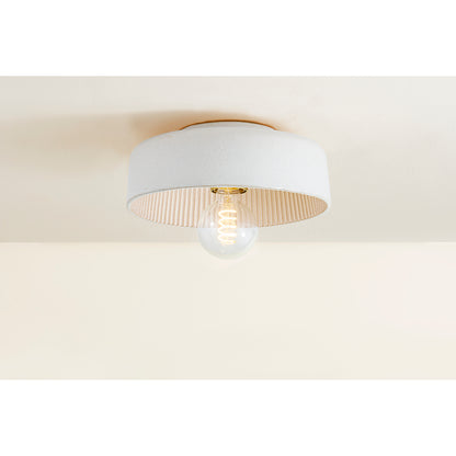 Mitzi by Hudson Valley Lighting Ray Flush Mount in Aged Brass / Ceramic Reactive White, detail view 4