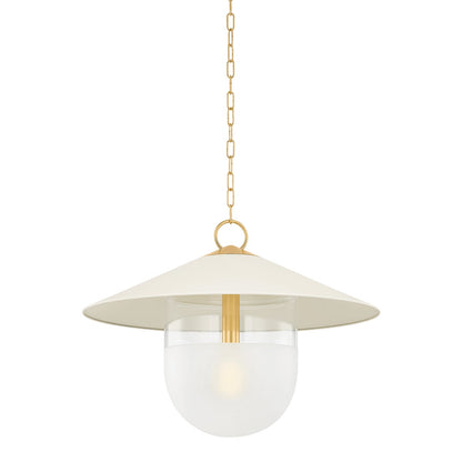Mitzi by Hudson Valley Lighting Ressi Large Pendant in Aged Brass / Soft Cream
