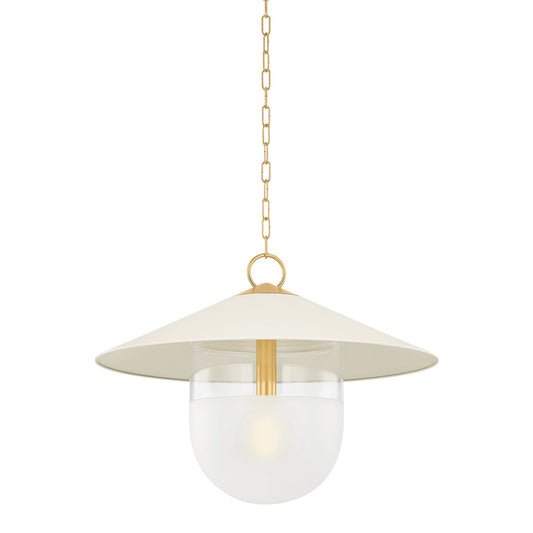 Mitzi by Hudson Valley Lighting Ressi Large Pendant in Aged Brass / Soft Cream