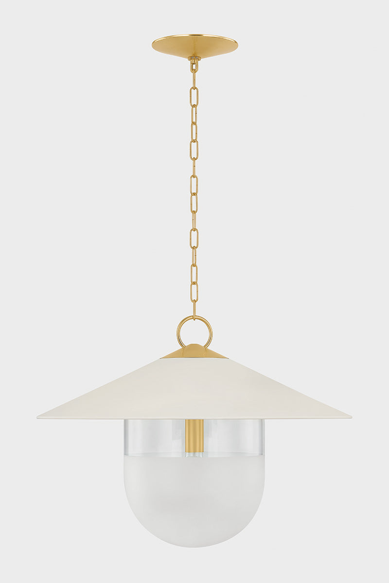 Mitzi by Hudson Valley Lighting Ressi Large Pendant in Aged Brass / Soft Cream, detail view 1
