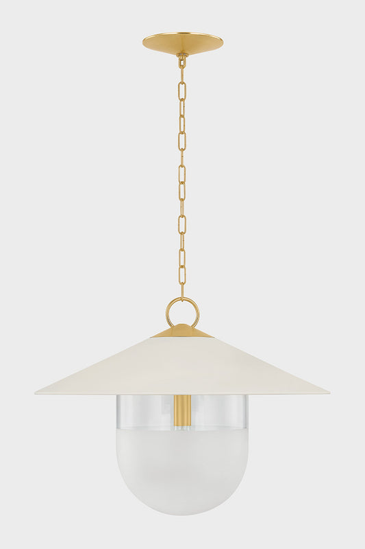 Mitzi by Hudson Valley Lighting Ressi Large Pendant in Aged Brass / Soft Cream, detail view 1