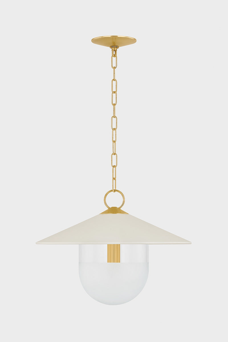 Mitzi by Hudson Valley Lighting Ressi Small Pendant in Aged Brass / Soft Cream, detail view 1