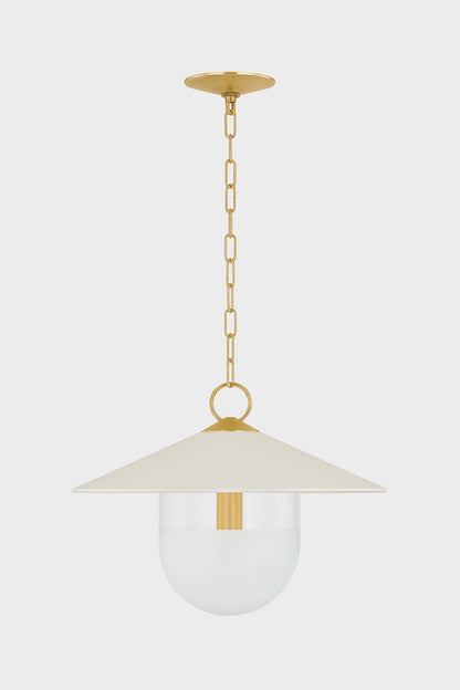 Mitzi by Hudson Valley Lighting Ressi Small Pendant in Aged Brass / Soft Cream, detail view 1