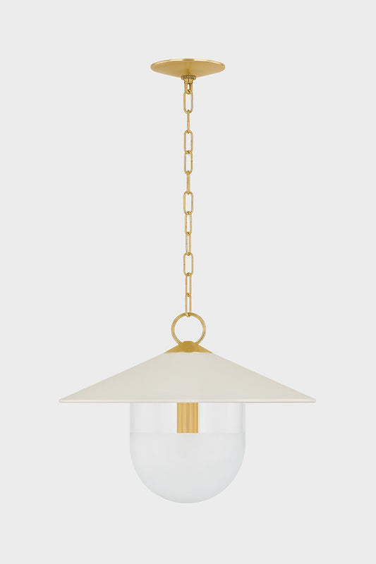 Mitzi by Hudson Valley Lighting Ressi Small Pendant in Aged Brass / Soft Cream, detail view 1