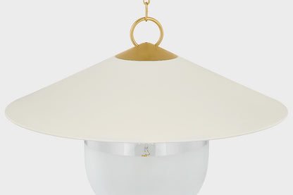 Mitzi by Hudson Valley Lighting Ressi Large Pendant in Aged Brass / Soft Cream, detail view 2
