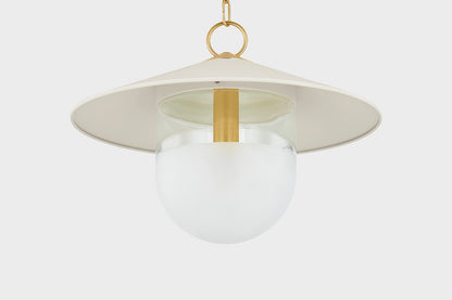 Mitzi by Hudson Valley Lighting Ressi Small Pendant in Aged Brass / Soft Cream, detail view 2
