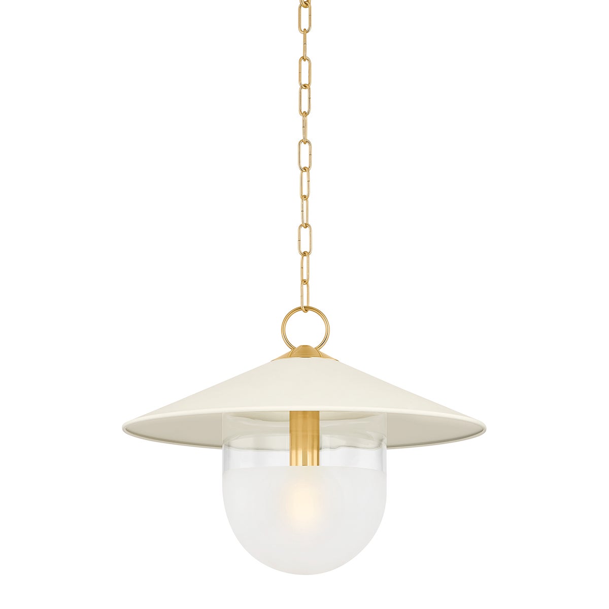 Mitzi by Hudson Valley Lighting Ressi Small Pendant in Aged Brass / Soft Cream