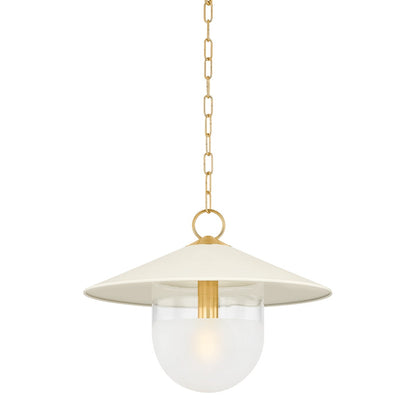 Mitzi by Hudson Valley Lighting Ressi Small Pendant in Aged Brass / Soft Cream