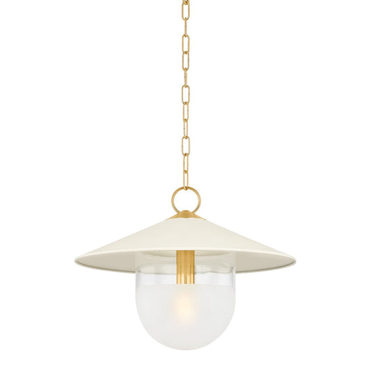 Mitzi by Hudson Valley Lighting Ressi Small Pendant in Aged Brass / Soft Cream