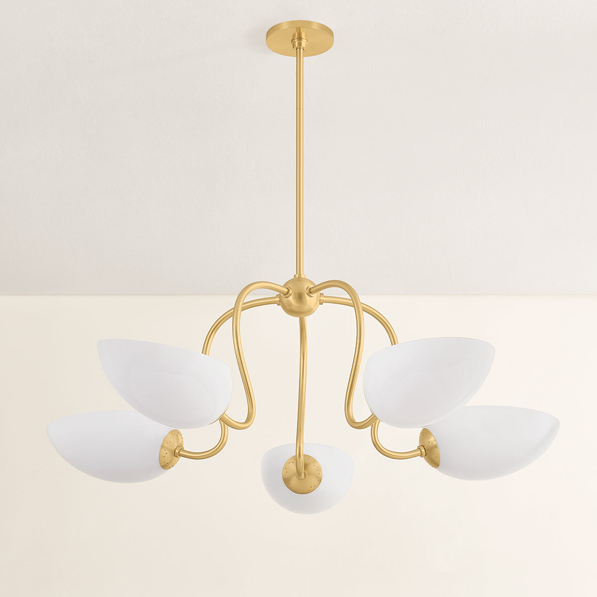 Mitzi by Hudson Valley Lighting Reva Chandelier in Aged Brass, detail view 2