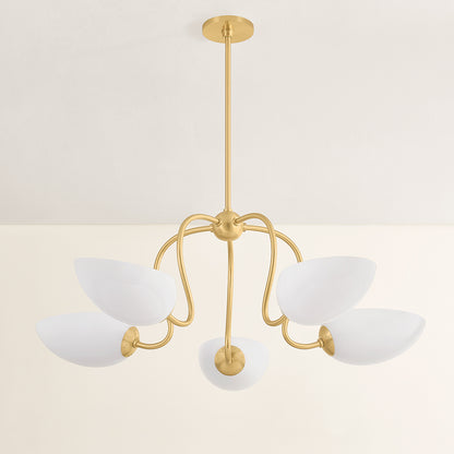 Mitzi by Hudson Valley Lighting Reva Chandelier in Aged Brass, detail view 2
