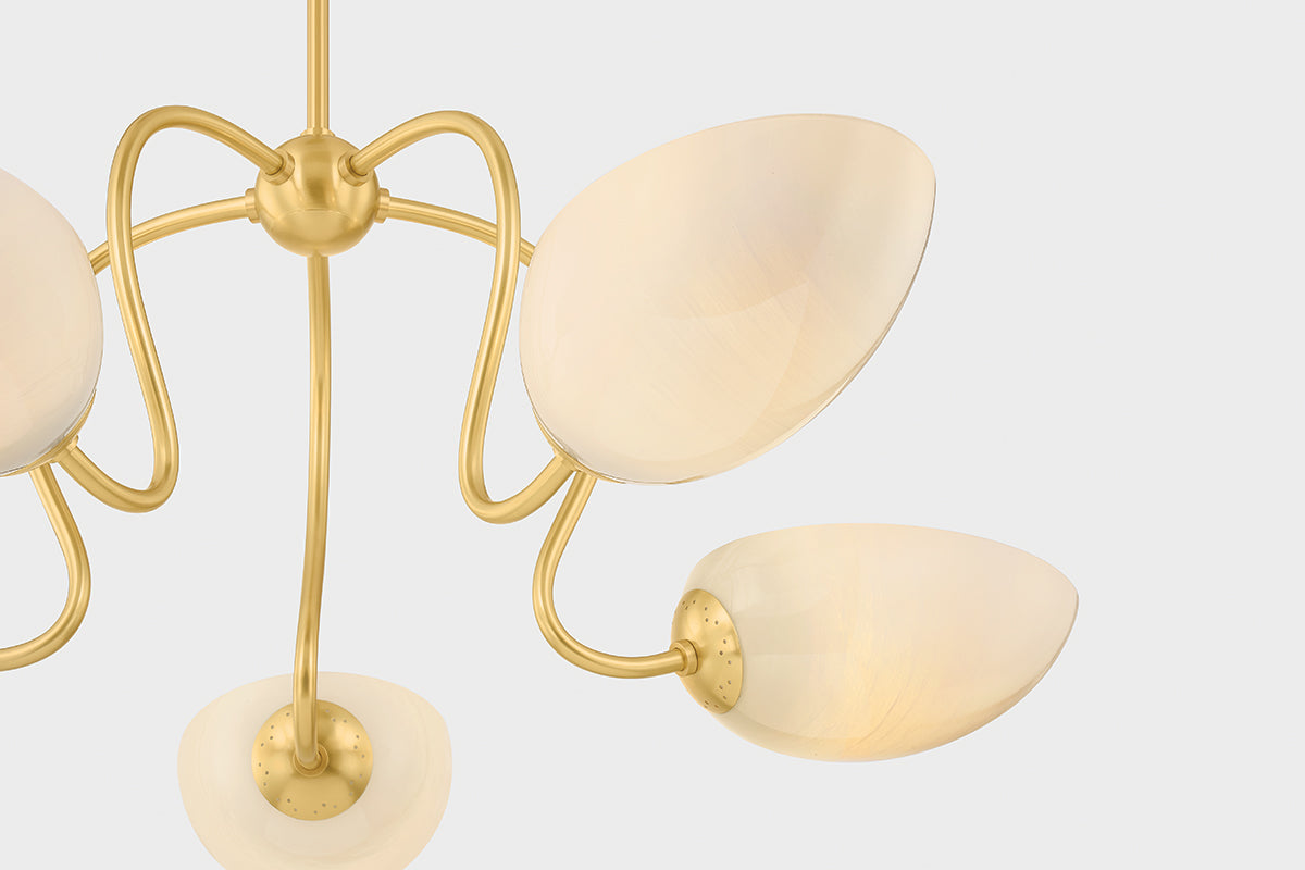 Mitzi by Hudson Valley Lighting Reva Chandelier in Aged Brass, detail view 3