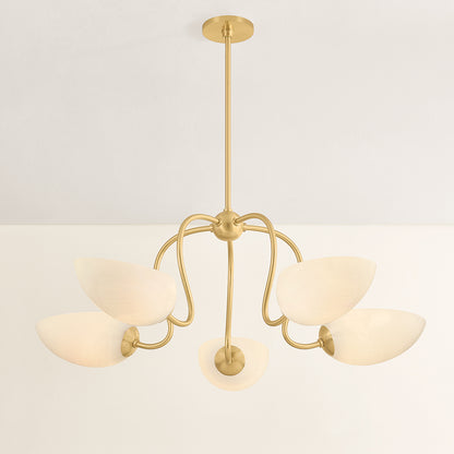 Mitzi by Hudson Valley Lighting Reva Chandelier in Aged Brass, detail view 4