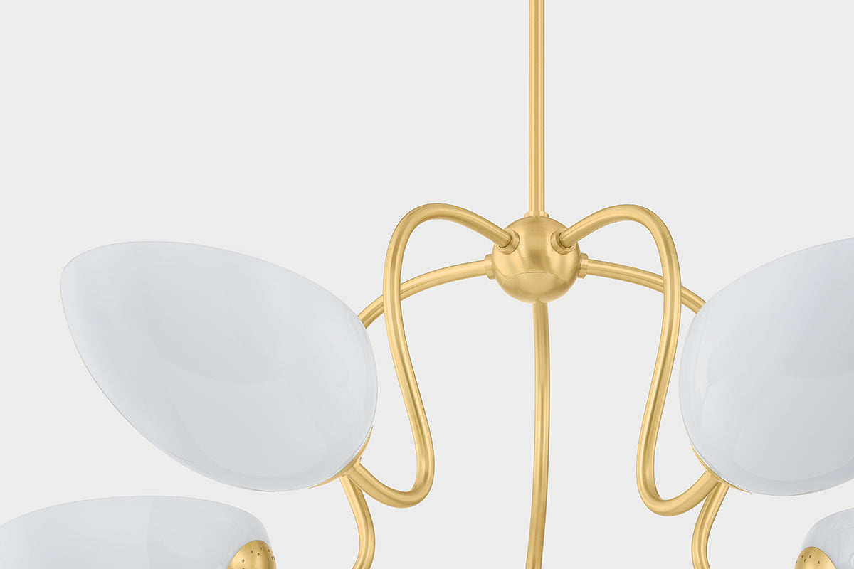 Mitzi by Hudson Valley Lighting Reva Chandelier in Aged Brass, detail view 5