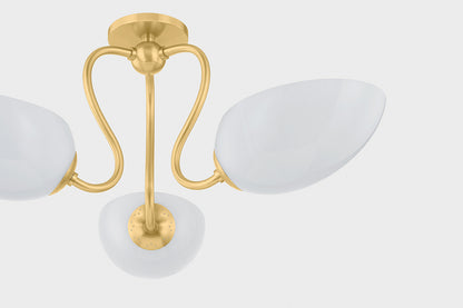 Mitzi by Hudson Valley Lighting Reva Semi-Flush Mount in Aged Brass, detail view 1