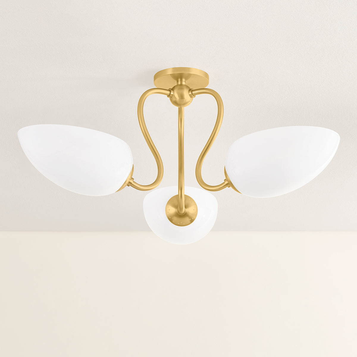 Mitzi by Hudson Valley Lighting Reva Semi-Flush Mount in Aged Brass, detail view 2