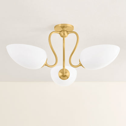 Mitzi by Hudson Valley Lighting Reva Semi-Flush Mount in Aged Brass, detail view 2