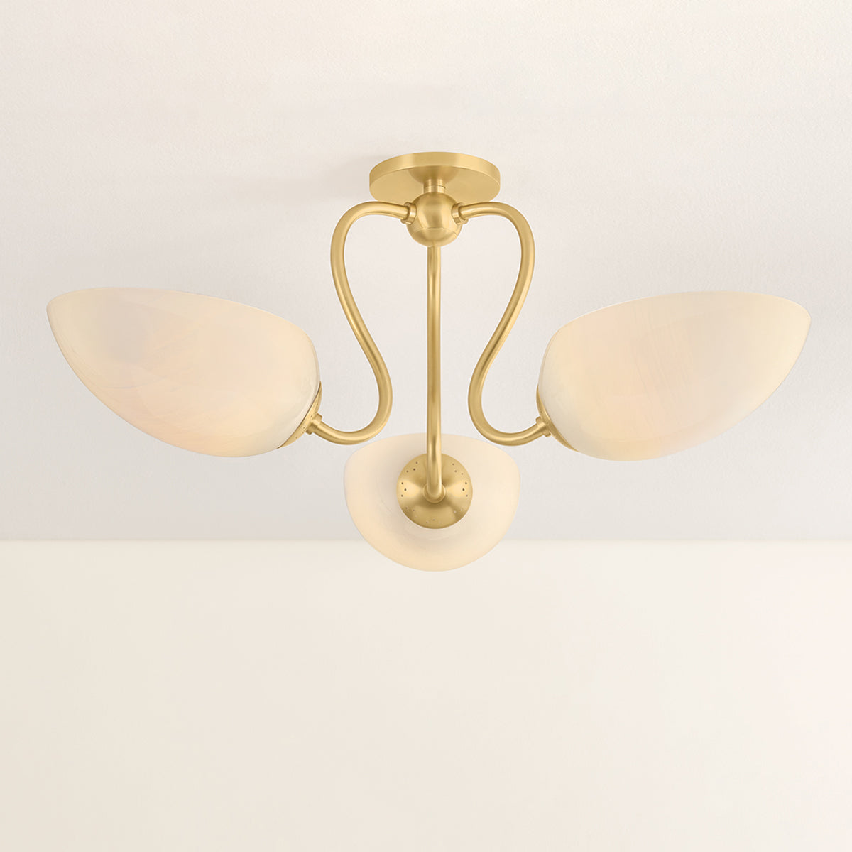 Mitzi by Hudson Valley Lighting Reva Semi-Flush Mount in Aged Brass, detail view 4
