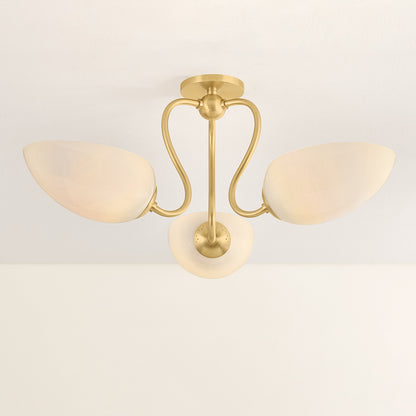 Mitzi by Hudson Valley Lighting Reva Semi-Flush Mount in Aged Brass, detail view 4