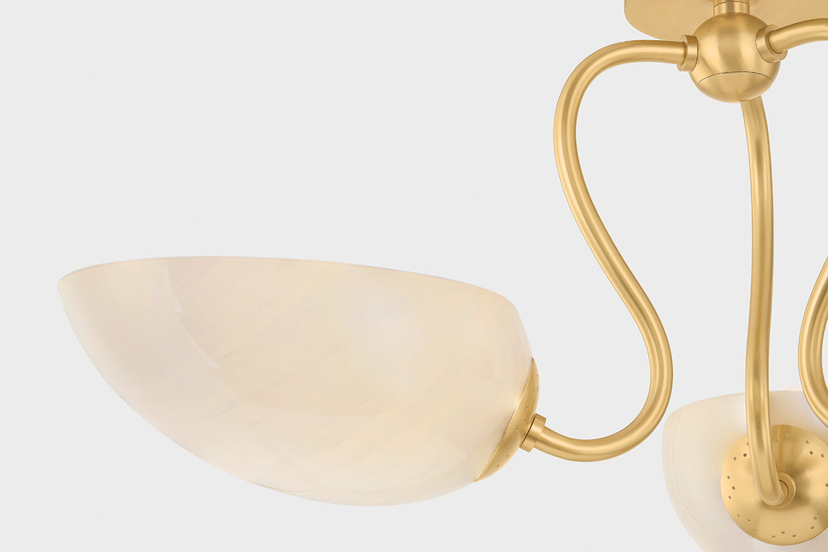Mitzi by Hudson Valley Lighting Reva Semi-Flush Mount in Aged Brass, detail view 5