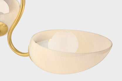 Mitzi by Hudson Valley Lighting Reva Semi-Flush Mount in Aged Brass, detail view 6