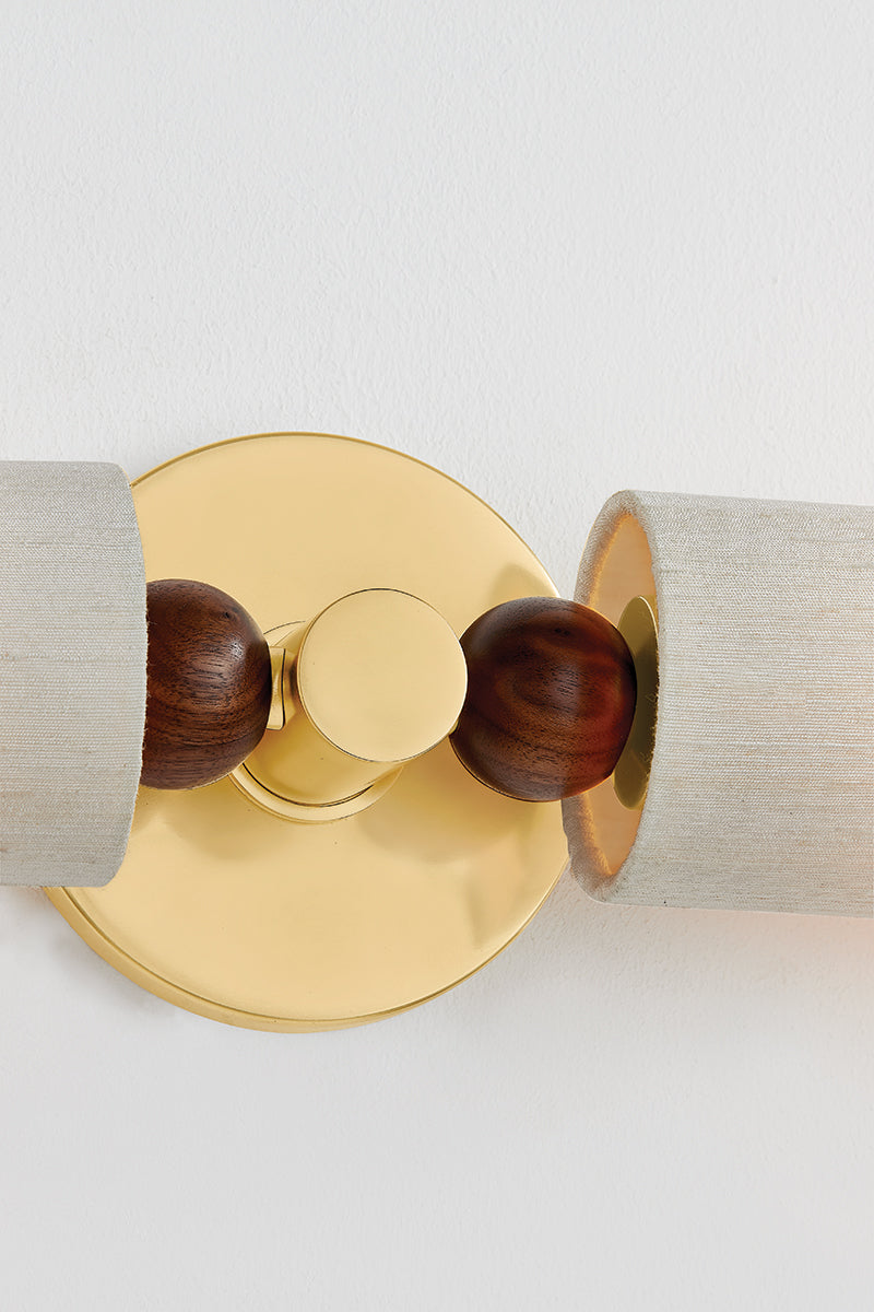 Mitzi by Hudson Valley Lighting Reyn 2-Light Wall Sconce in Aged Brass, detail view 9