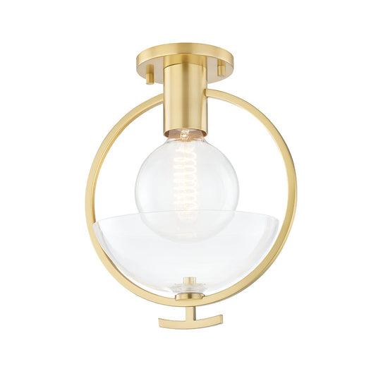 Mitzi by Hudson Valley Lighting Ringo Semi-Flush Mount in Aged Brass