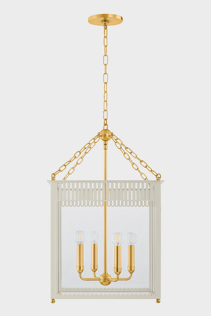 Mitzi by Hudson Valley Lighting Rosalie Large Lantern in Aged Brass / Soft Cream, detail view 1
