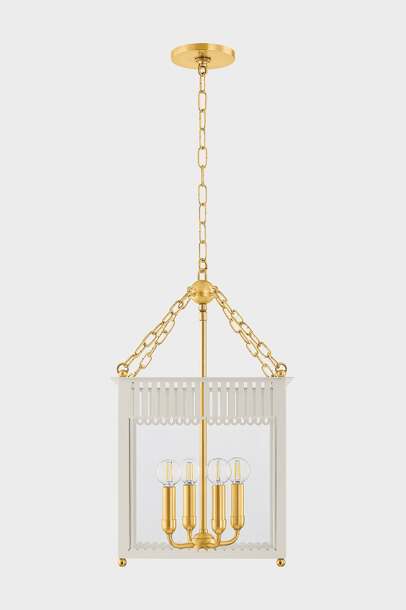 Mitzi by Hudson Valley Lighting Rosalie Small Lantern in Aged Brass / Soft Cream, detail view 1