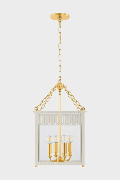 Mitzi by Hudson Valley Lighting Rosalie Small Lantern in Aged Brass / Soft Cream, detail view 1