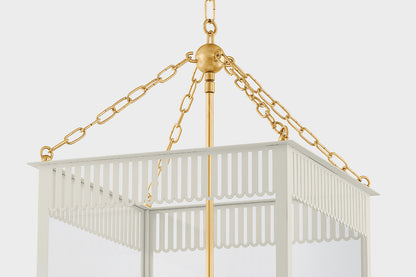 Mitzi by Hudson Valley Lighting Rosalie Large Lantern in Aged Brass / Soft Cream, detail view 2