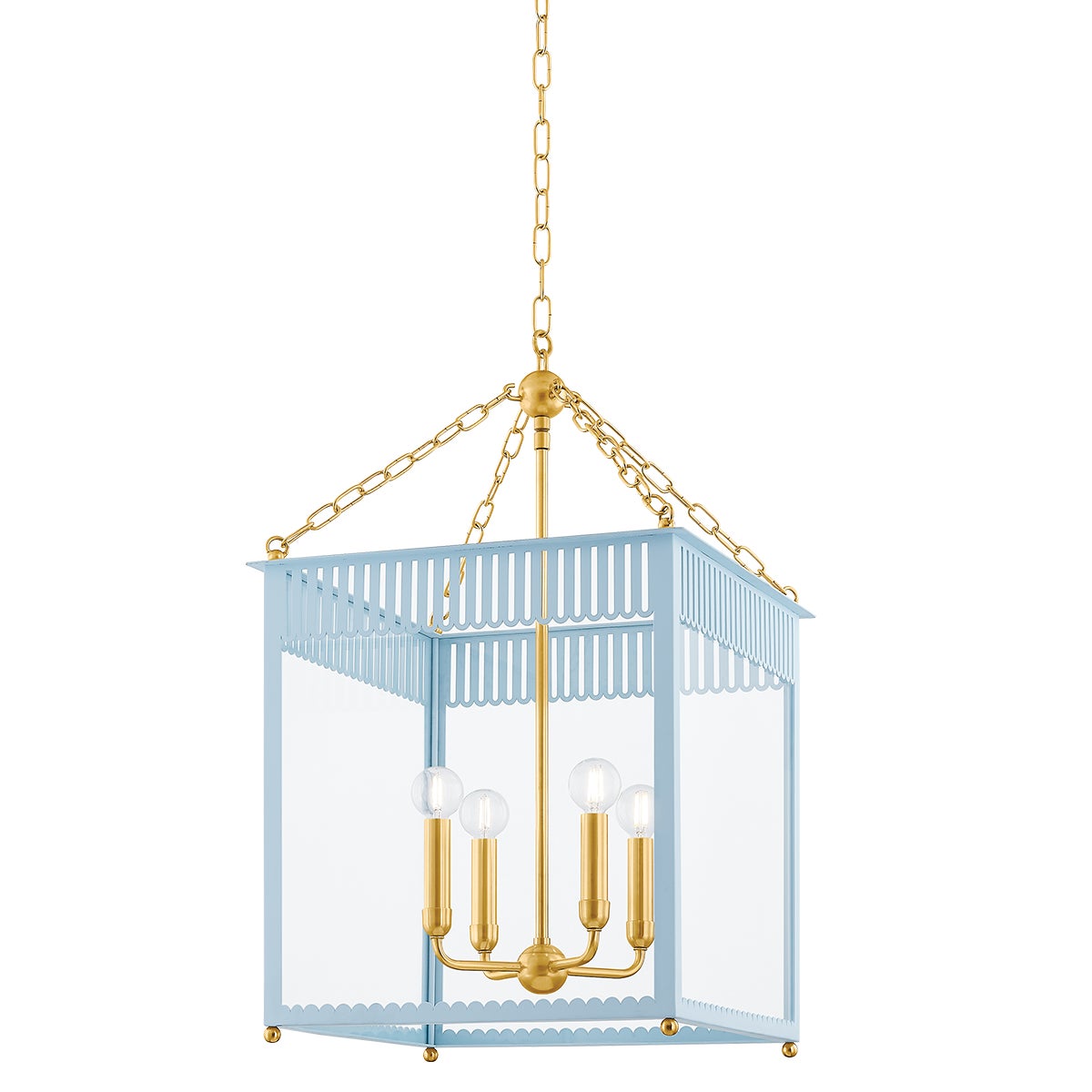 Mitzi by Hudson Valley Lighting Rosalie Large Lantern in Aged Brass / Soft Arctic Blue