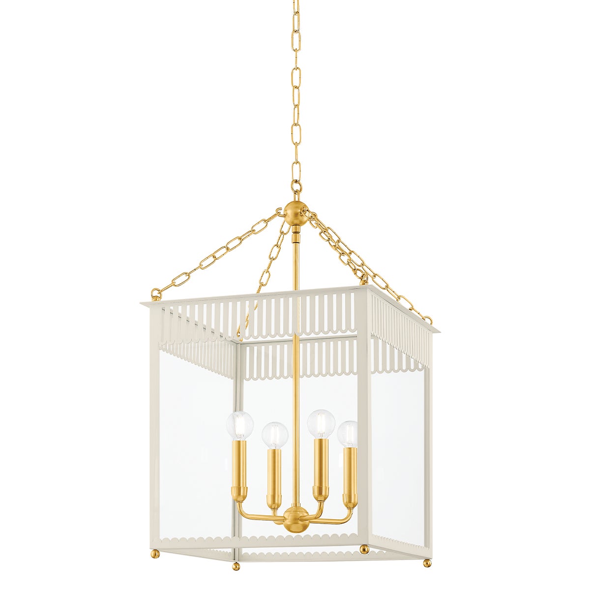 Mitzi by Hudson Valley Lighting Rosalie Large Lantern in Aged Brass / Soft Cream
