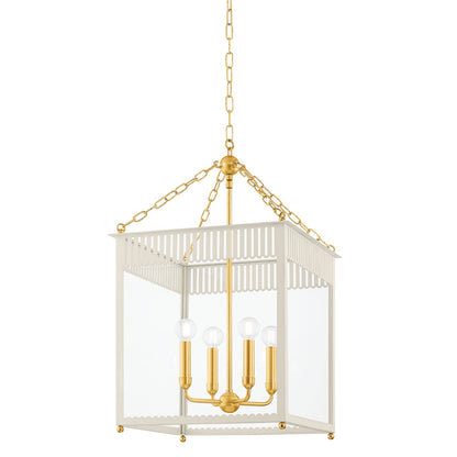 Mitzi by Hudson Valley Lighting Rosalie Large Lantern in Aged Brass / Soft Cream