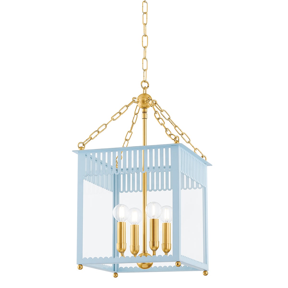 Mitzi by Hudson Valley Lighting Rosalie Small Lantern in Aged Brass / Soft Arctic Blue