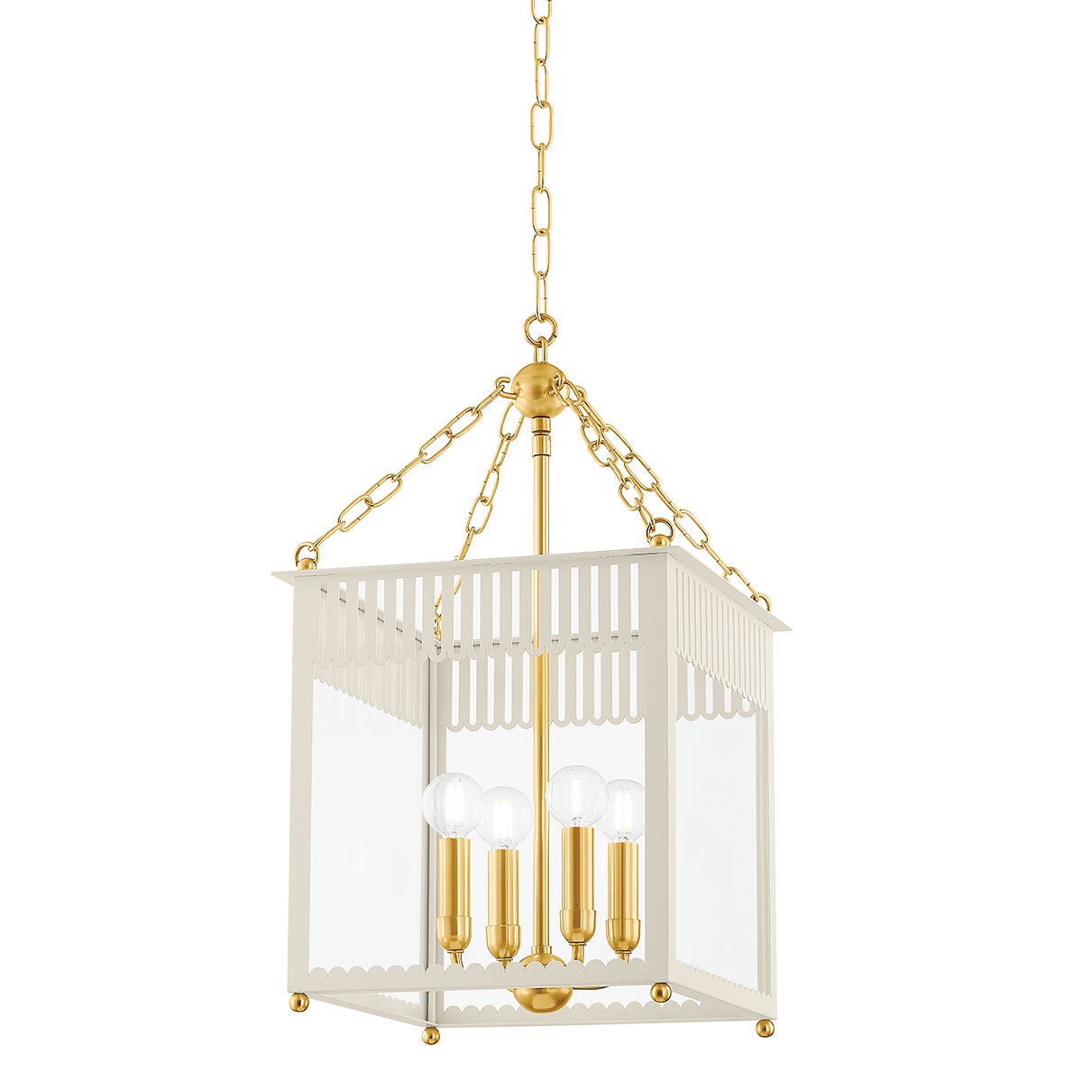 Mitzi by Hudson Valley Lighting Rosalie Small Lantern in Aged Brass / Soft Cream