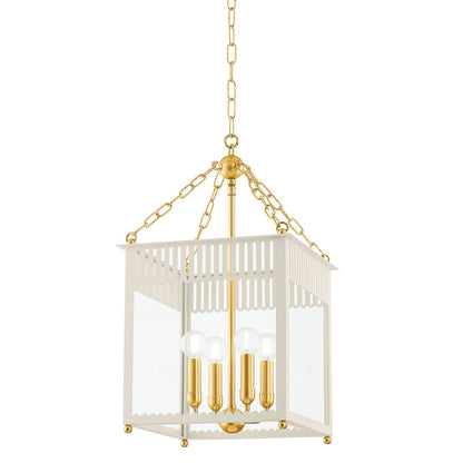 Mitzi by Hudson Valley Lighting Rosalie Small Lantern in Aged Brass / Soft Cream