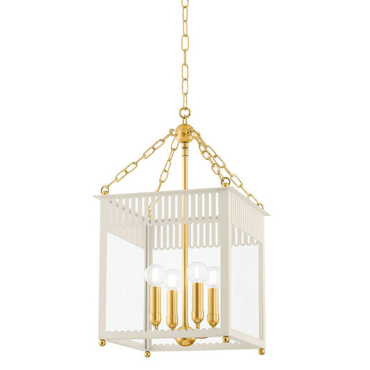 Mitzi by Hudson Valley Lighting Rosalie Small Lantern in Aged Brass / Soft Cream