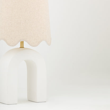 Mitzi by Hudson Valley Lighting Roshani Table Lamp in Aged Brass / Ceramic Raw Matte White, detail view 1