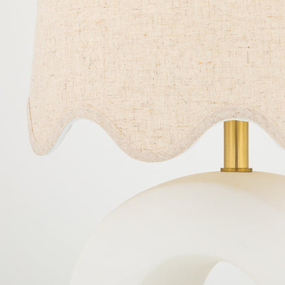Mitzi by Hudson Valley Lighting Roshani Table Lamp in Aged Brass / Ceramic Raw Matte White, detail view 3