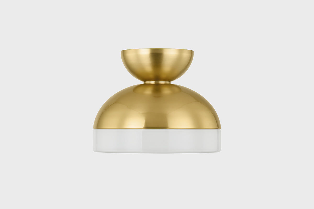 Mitzi by Hudson Valley Lighting Rue Flush Mount in Aged Brass, detail view 1
