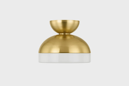 Mitzi by Hudson Valley Lighting Rue Flush Mount in Aged Brass, detail view 1