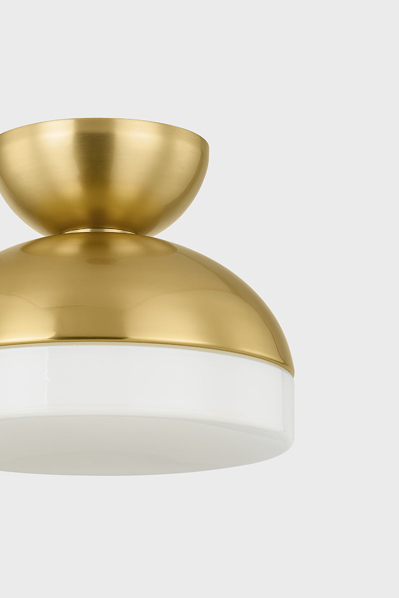 Mitzi by Hudson Valley Lighting Rue Flush Mount in Aged Brass, detail view 3
