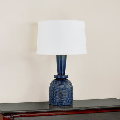 Mitzi by Hudson Valley Lighting Russo Table Lamp in Aged Brass / Ceramic Washed Cobalt, detail view 2