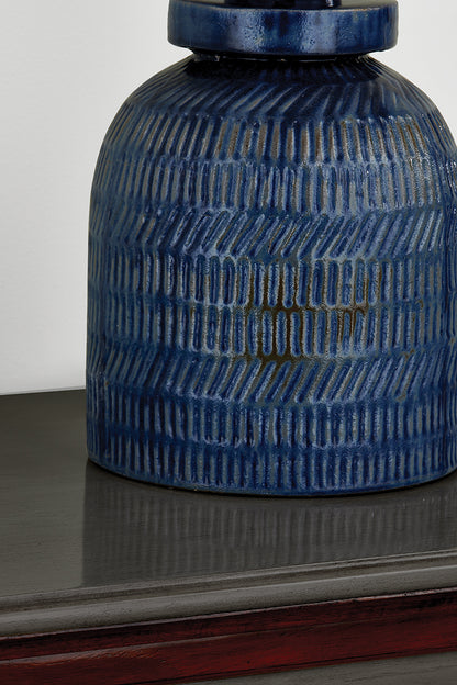 Mitzi by Hudson Valley Lighting Russo Table Lamp in Aged Brass / Ceramic Washed Cobalt, detail view 3
